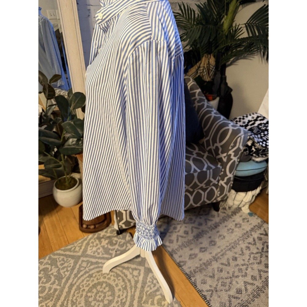 Tuckernuck Teagan Popover Blouse in White And Blue Striped. Size M. - Picture 5 of 10